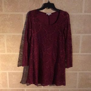 Long Sleeve Maroon Dress